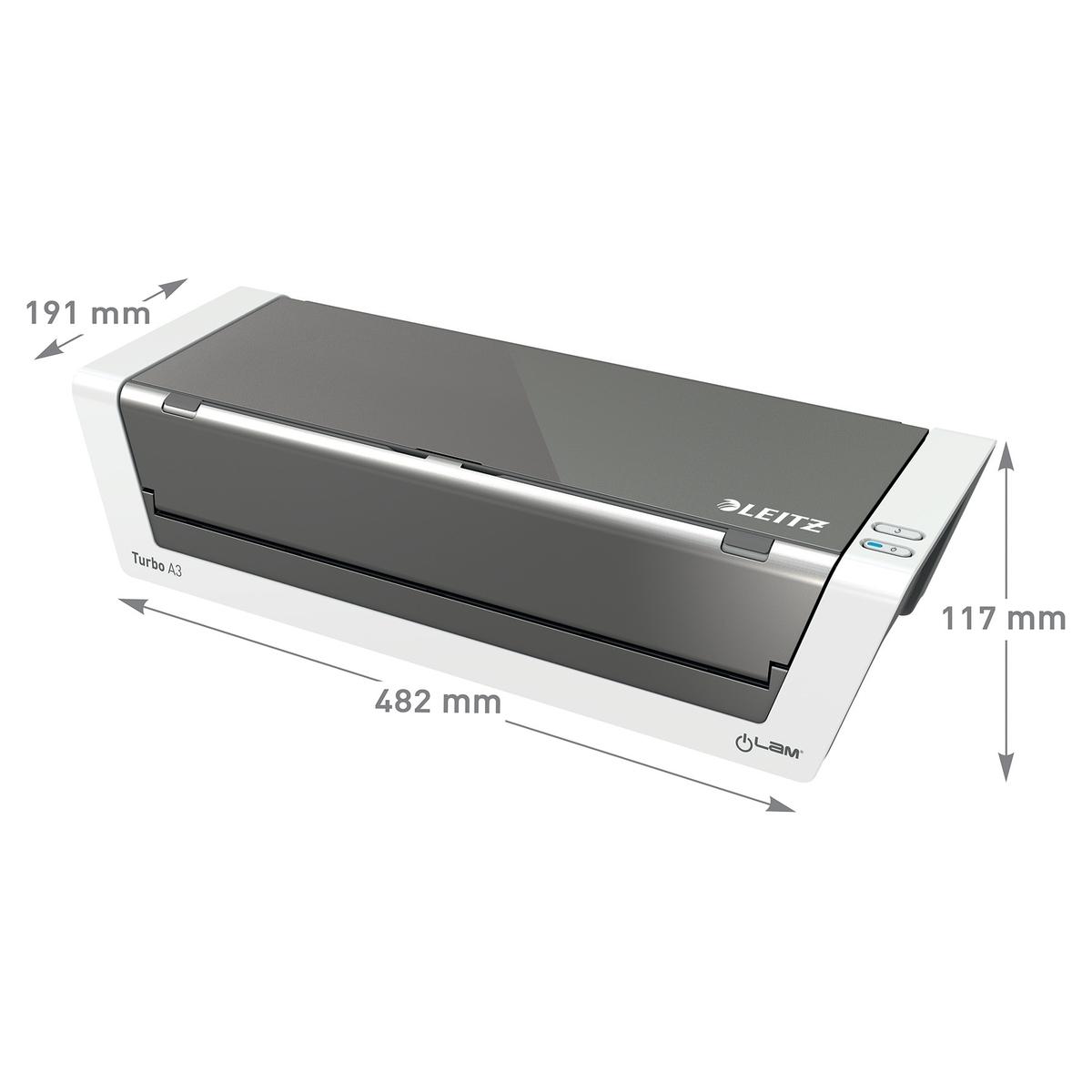Plastifieuse à pochettes de bureau Touch 2 Turbo A3 LEITZ — Détails dimensions