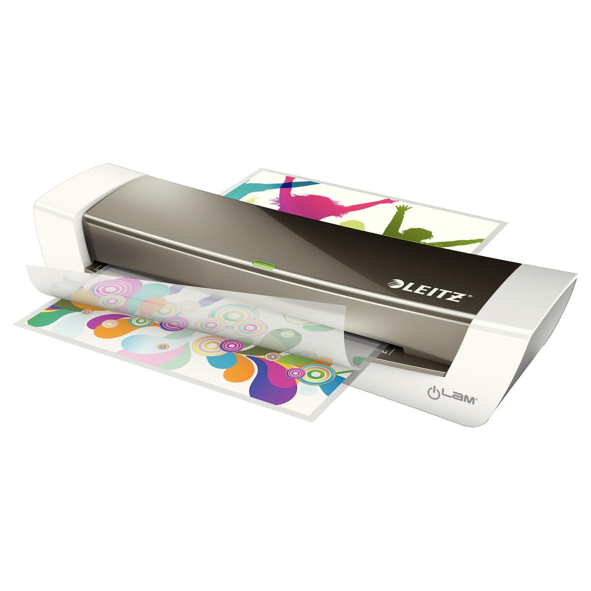 Plastifieuse à pochettes de bureau iLAM Home Office A4 gris LEITZ — En fonctionnement