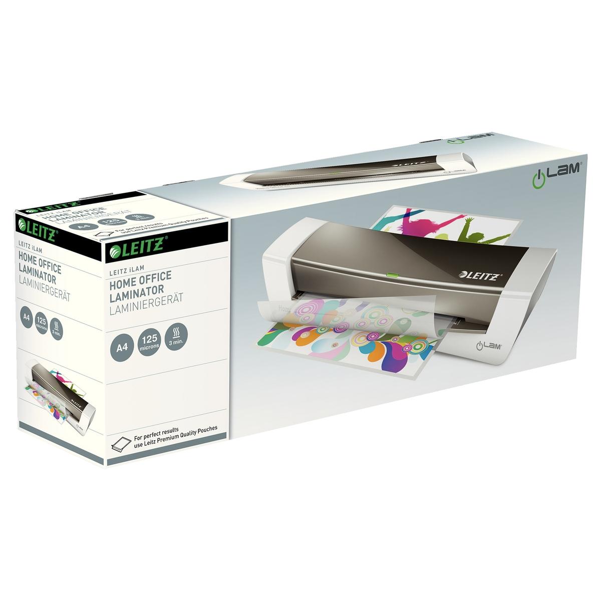 Plastifieuse à pochettes de bureau iLAM Home Office A4 gris LEITZ — Packaging