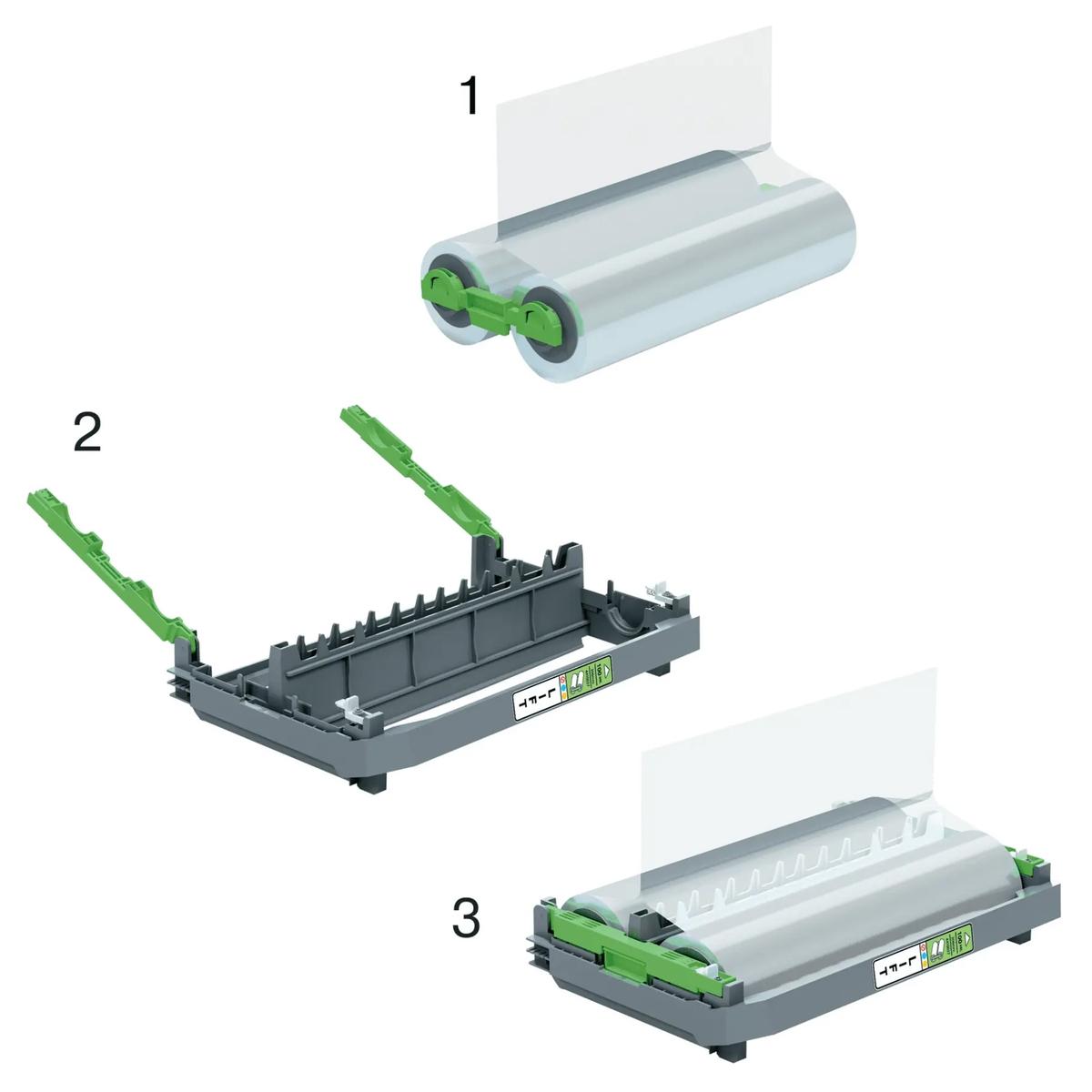 Cartouche rechargeable avec film de plastification 100 microns brillant - 306 mm x 42,4 m GBC — Changement de cartouche