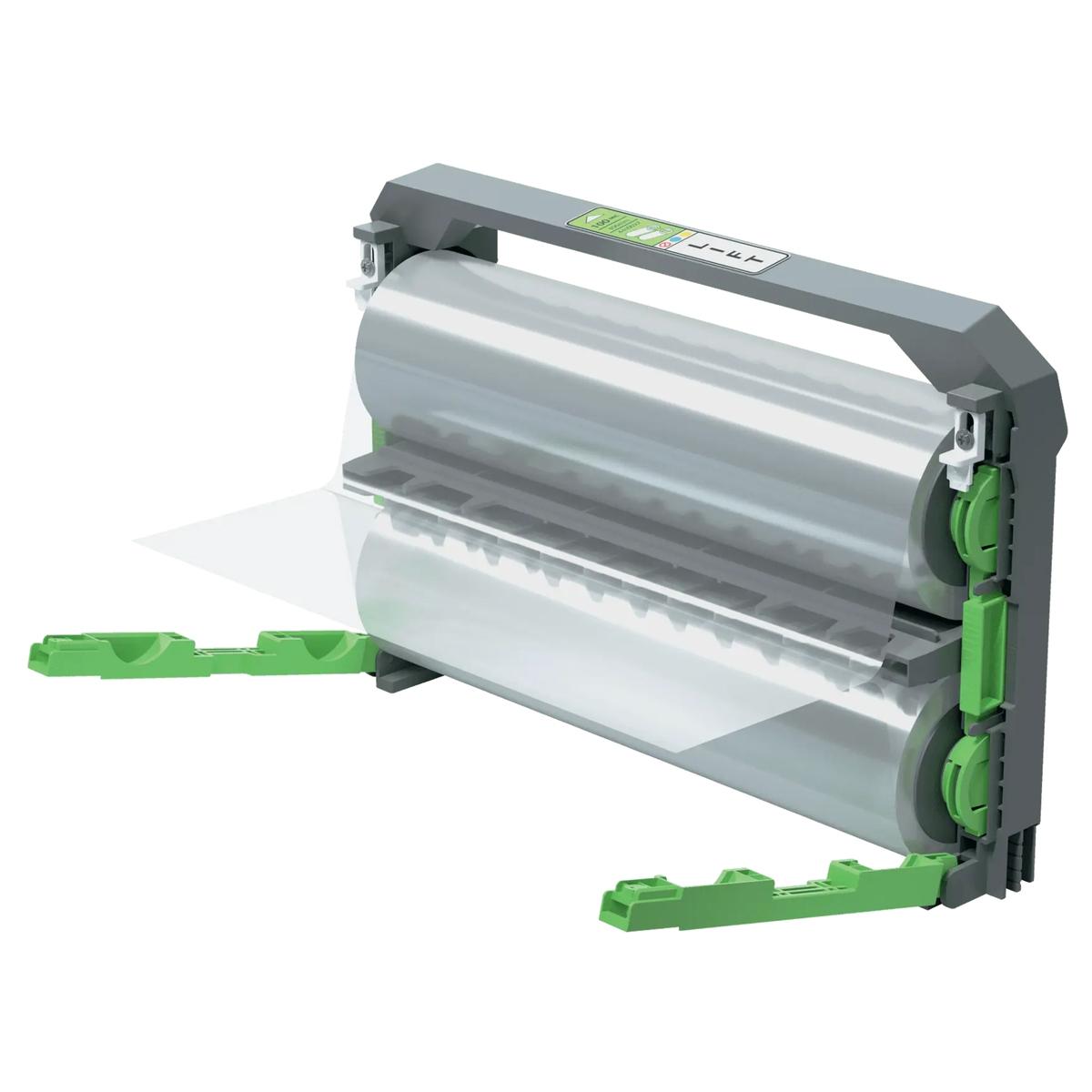 Cartouche rechargeable avec film de plastification 100 microns brillant - 306 mm x 42,4 m GBC — Position dévérouillée avec film