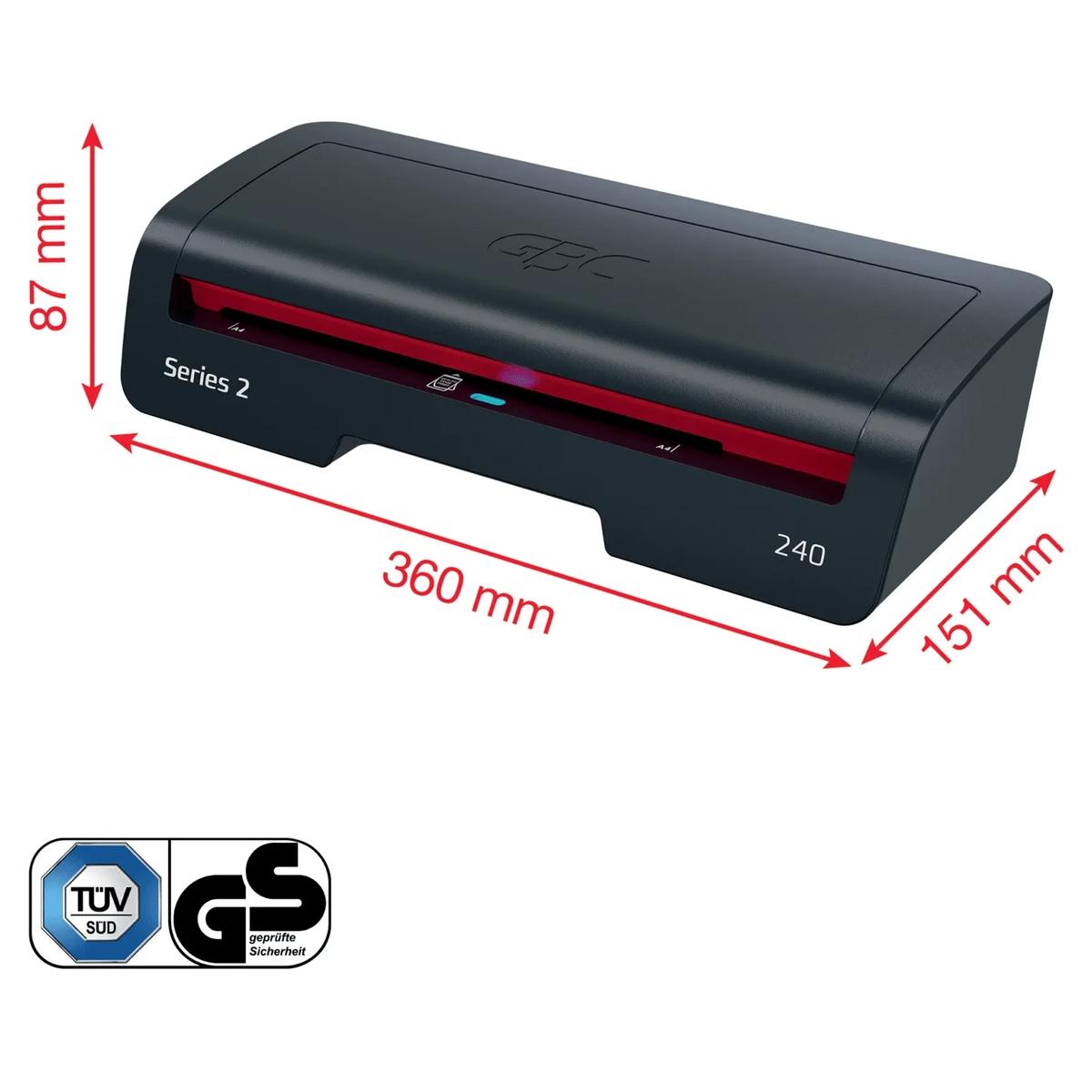 Plastifieuse à pochettes 240 Home Office A4 GBC — Dimensions