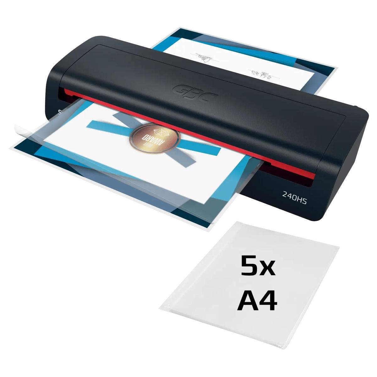 Plastifieuse à pochettes 240HS Home Office A3 GBC — Livré avec 5 feuilles a4