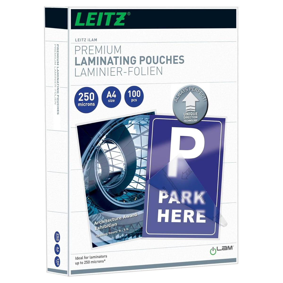 100 pochettes de plastification iLAM premium A4 250 microns brillantes LEITZ — Base