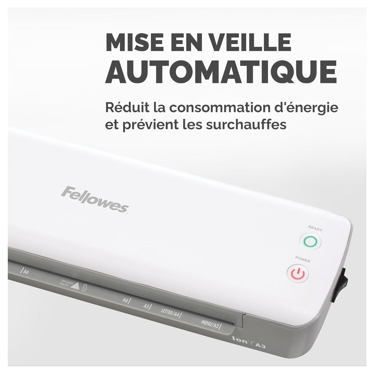 Plastifieuse à pochettes ION A3 FELLOWES — Mise en veille automatique