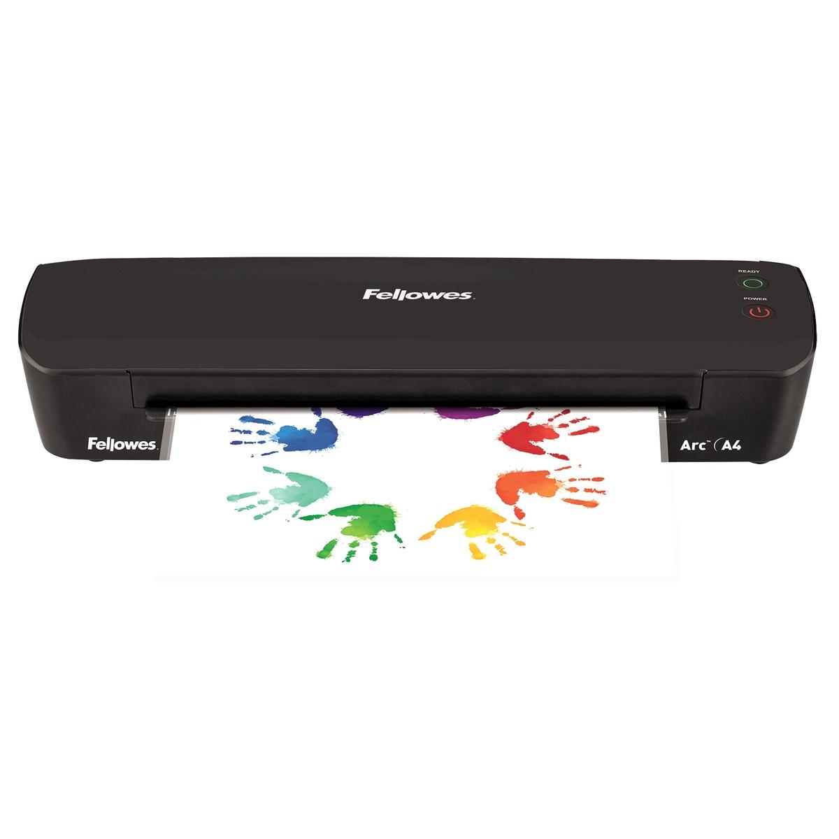 Plastifieuse à pochettes ARC A4 FELLOWES — En fonctionnement de face