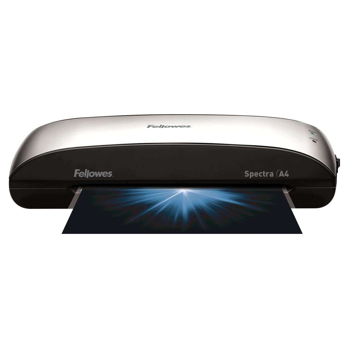 Plastifieuse à pochettes SPECTRA A4 FELLOWES — Vue de face en fonctionnement