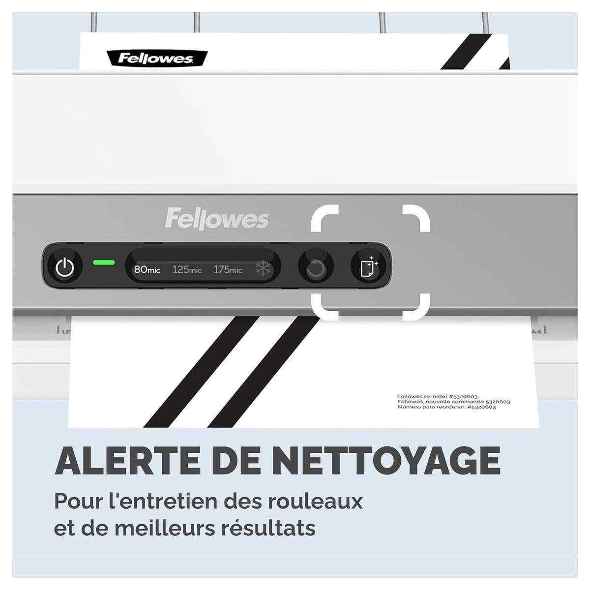 Plastifieuse à pochettes AMARIS A3 FELLOWES — Alerte de nettoyage