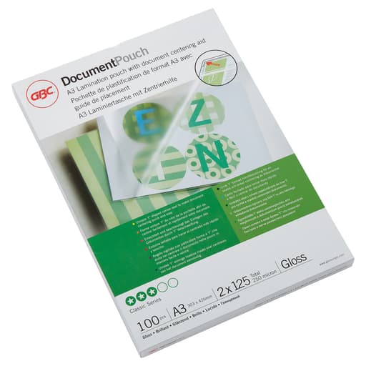 100 pochettes de plastification A3 125 microns brillantes GBC — Base