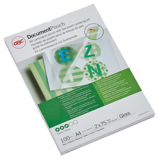 100 pochettes de plastification A4 75 microns brillantes GBC — Base