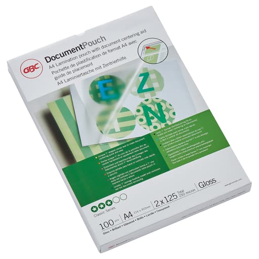 100 pochettes de plastification A4 125 microns brillantes GBC — Base