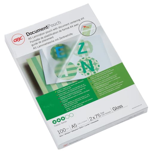 100 pochettes de plastification A5 75 microns brillantes GBC — Base