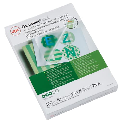 100 pochettes de plastification A5 125 microns brillantes GBC — Base