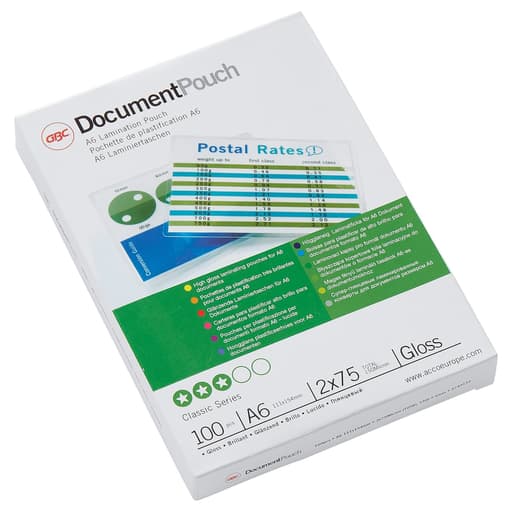 100 pochettes de plastification A6 75 microns brillantes GBC — Base
