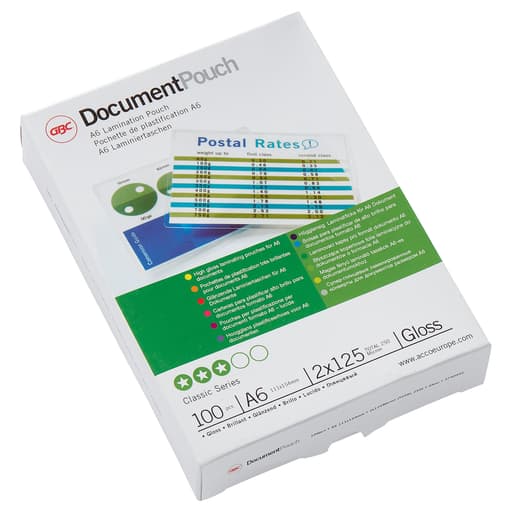 100 pochettes de plastification A6 125 microns brillantes GBC — Base