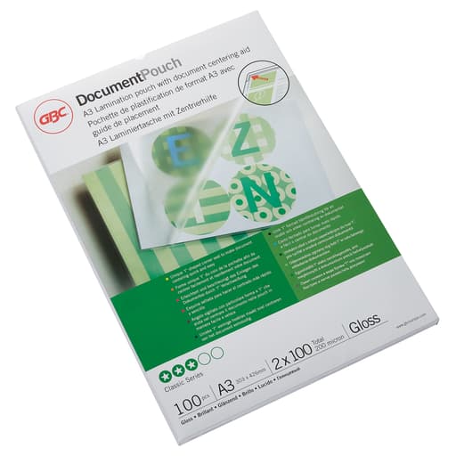100 pochettes de plastification A3 100 microns brillantes GBC — Base