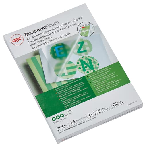 200 pochettes de plastification A4 38 microns brillantes GBC — Base
