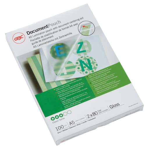 100 pochettes de plastification A5 80 microns brillantes GBC — Base
