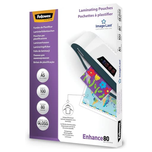 100 pochettes de plastification A3 80 microns mates FELLOWES — Base