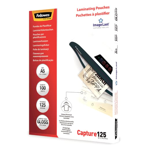 100 pochettes de plastification ImageLast A5 125 microns brillantes FELLOWES — Base