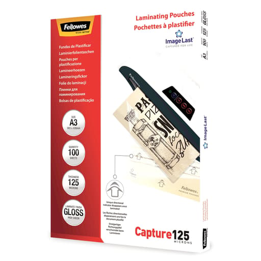 100 pochettes de plastification ImageLast A3 125 microns brillantes FELLOWES — Base