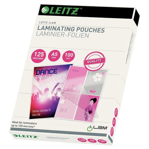 100 pochettes de plastification iLAM premium A5 125 microns brillantes LEITZ — Base