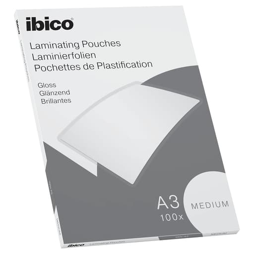 100 pochettes de plastification IBICO BASICS Medium A3 100 microns brillantes IBICO — Base