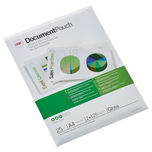 25 pochettes de plastification A4 125 microns brillantes GBC — Base