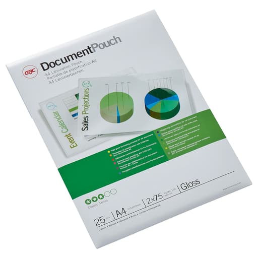 25 pochettes de plastification A4 75 microns brillantes GBC — Base